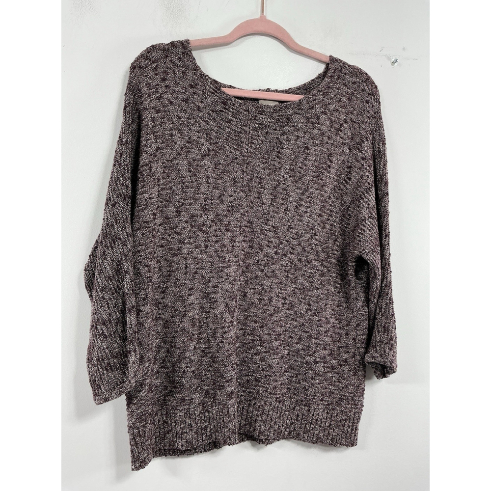 Womans Chicos Pullover Sweater 2 (large 12) Maroon 3/4 Sleeve Round Neck